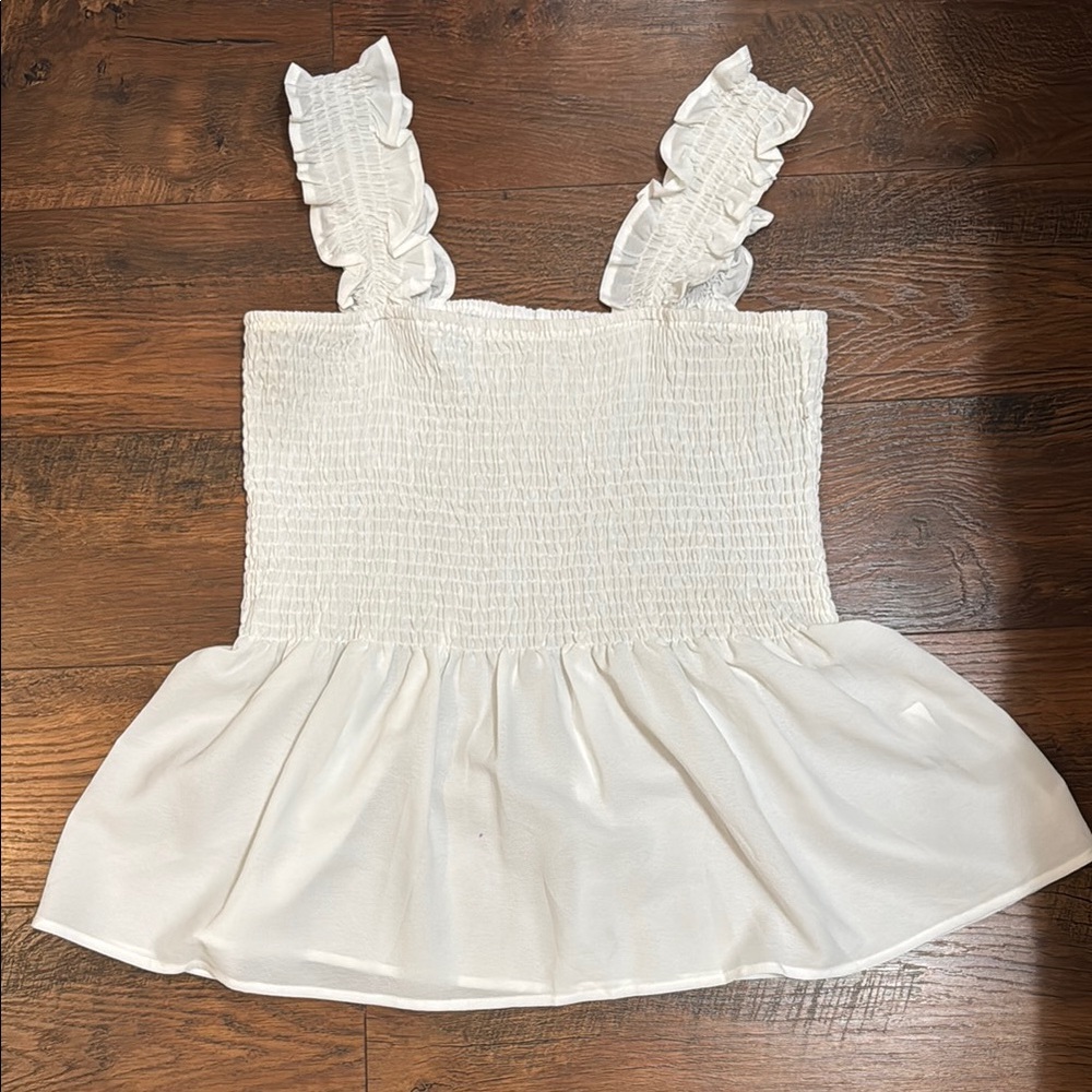 White Ruffled Sleeveless Top
